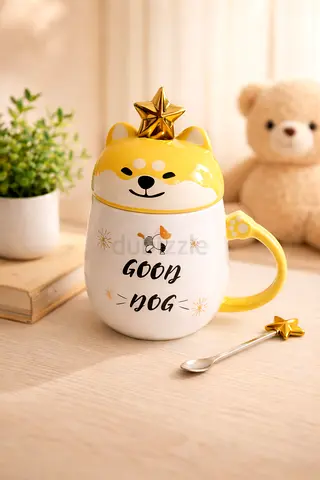 Cute Shiba Inu Mug with Star Lid