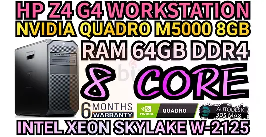 HP Z4 G4 WORKSTATION 64GB RAM DDR4 8 CORE INTEL XEON W-2125 NVIDIA QUADRO M5000 8GB DDR5