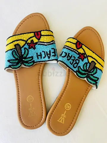 Beach Beaded Flats for Ladies size 40 NEW