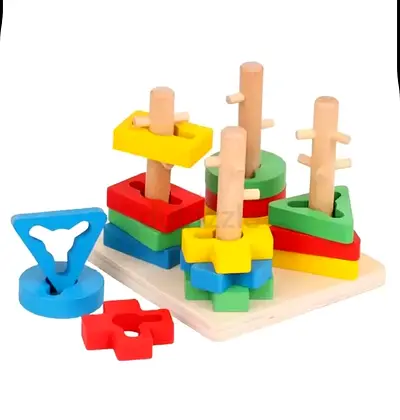 Colorful Wooden Shape Sorting Toy - Twisting Game