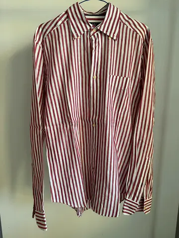 W Collection Mens Red, White and Blue Stripe Long Sleeve Shirt Size S