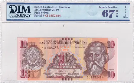 Honduras Banknote 10 Lempiras 2019 DIM 60 AED