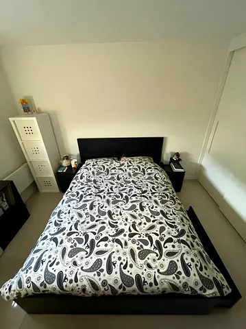 IKEA Malm Queen size bed frame with mattress.