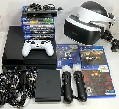 Complete Sony PlayStation VR and PS4 Bundle with accessories and many games and shooting gun