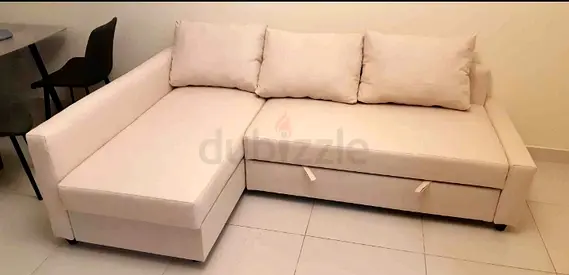 Modern Beige L-Shaped Sofa bed with Storage