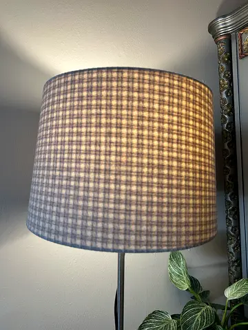 Chic Gray Table Lamp with Sophisticated Check Pattern