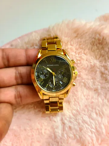 Michael Kors Original Gold Steel Black Dial Watch For Women