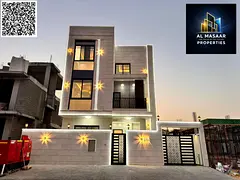 Modern villa for sale in Al Zahia. Price includes electricity, water, and air conditioning. 6 master