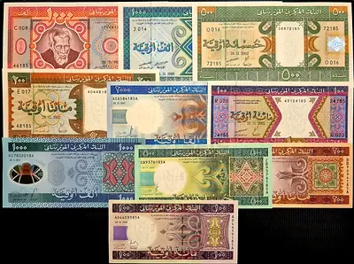 MAURITANIA (10 PCS) BANKNOTE SET 1981-2015