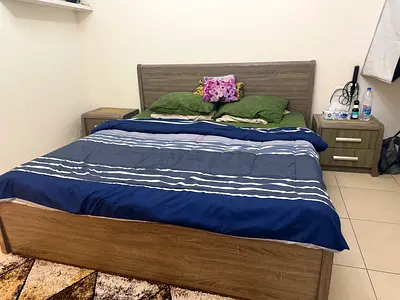 Stylish Bed Frame and Nightstand Set