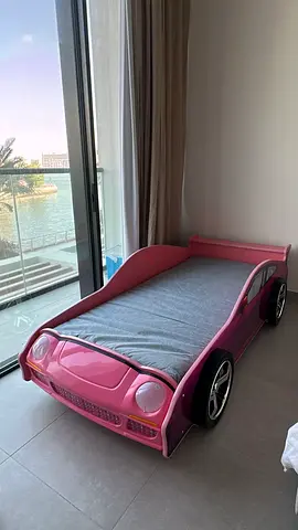 Cute Pink Car Bed for Kids