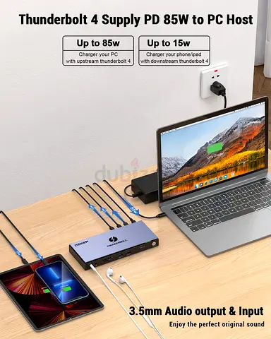 Thunderbolt 4 Docking Station, QGeeM Universal Quadruple Display