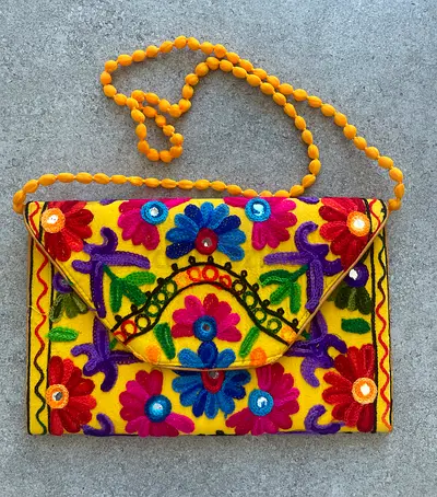 Yellow Handmade bag, sling/clutch - NEW