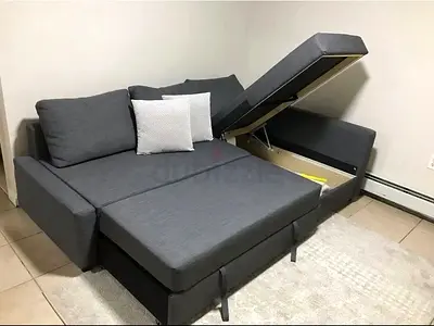 Stylish Grey Sofa Bed with Storage