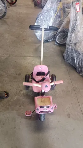 Cute Pink Baby Trike with Seat belt, Basket and Push Handle