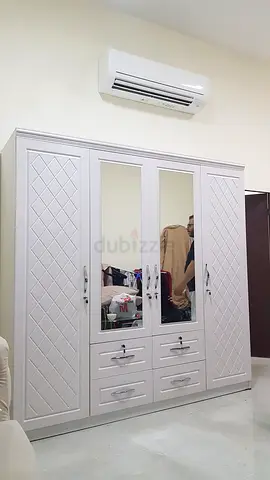 Elegant White Wardrobe with Mirrors