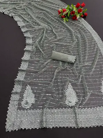 Elegant Purple Saree with Intricate Embellishments