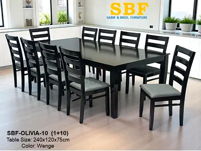 Modern Wenge Dining Set with 10 Chairs