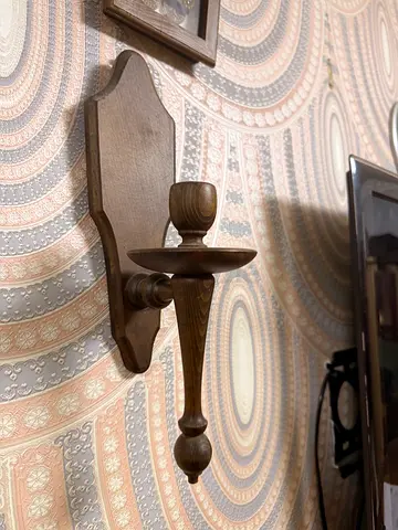 2 solid wood hanging candles holders