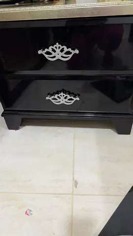 Elegant Black with golden covered  bed room set-7 pieces with Decorative stone Handles for sale.
