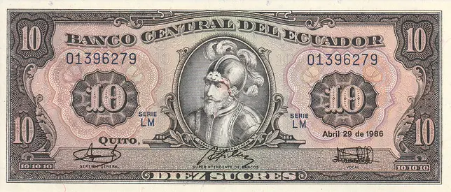ECUADOR 10 SUCRES 1986