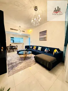 Sharjah, Al Khan: One bedroom, living room, kitchen, and two bathrooms. Furnished, first occupancy.