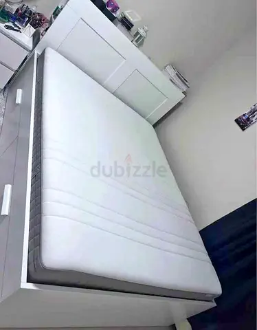 IKEA brimnessqueen size 160×200cm bed frame with headboard+ 4 big storage drawers with IKEA mattress
