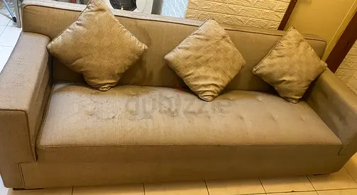 3 seater cushion + 2 seater cushion gray colour sofa, good working condition lit stain some of place