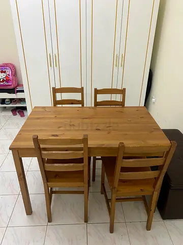 Solid Wood Dining Table with Chairs