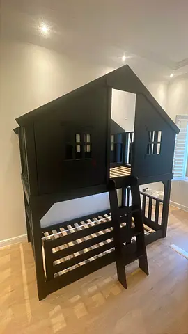 Charming Navy House-Shaped Bed for Kids