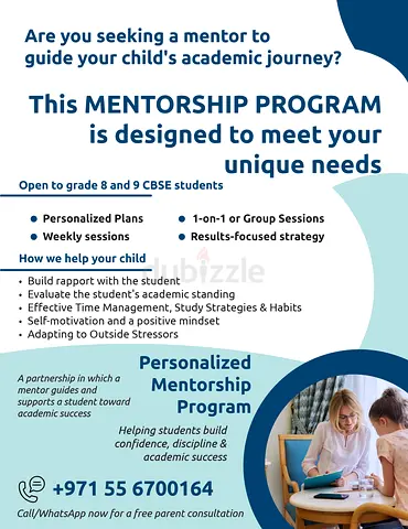 Personalized Mentorship Program - Grade 8 and 9 CBSE students