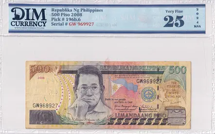 Philippine Banknote 500 piso 2008 DIM 60 AED