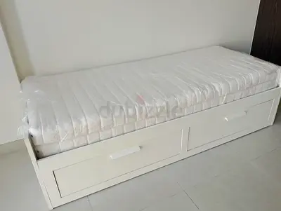 IKEA brimness Day bed with 2 storage drawers underneath and with 2 IKEA mattresses