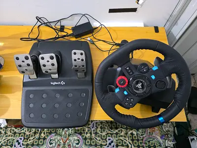 Logitech G29 Steering Wheel and Breaks with large Foldable Gaming Table