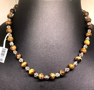 Elegant Tiger Eye and Crystal Necklace
