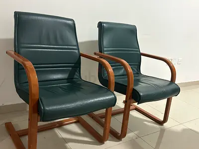 Comfortable Green Leather Arm Chairs