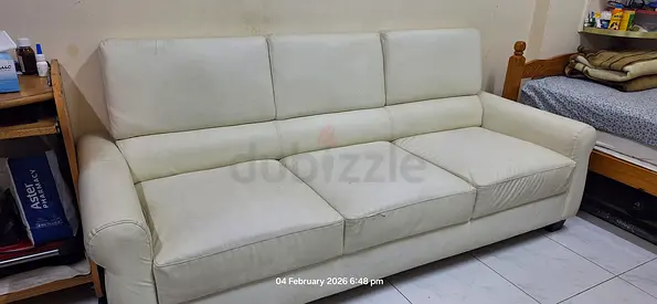 Comfortable White Leather Sofa