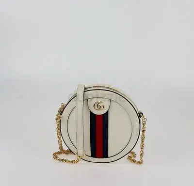 Gucci Off White Mini Web Ophidia Round Shoulder Bag