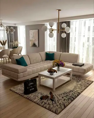 Elegant Valvet  L-Shaped Sofa