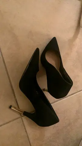 Black High Heels with Golden Accents