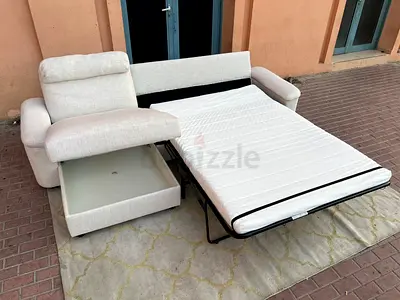 Beige L shape sofa pull out sofa bed with mattress
