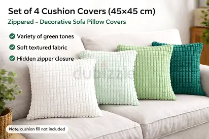 Decorative Cushion Cover (45×45 cm) – Soft Textured Fabric, Zipper Closure