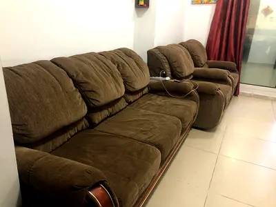 Comfortable Brown Fabric Sofa Set