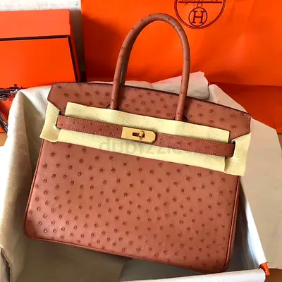Hermes Birkin 30 In Brown Ostrich Skin