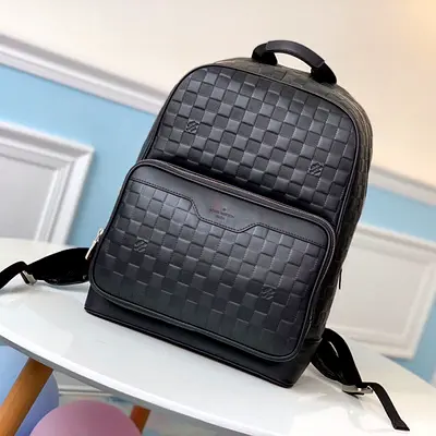 Louis vuitton  Campus Backpack In Damier Infini Onyx Silver Cowhide Leather Embossed With The House