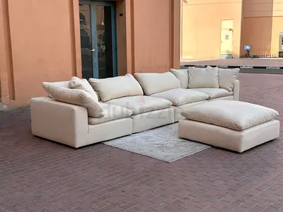 Luscious modular cloud feather 🪶 filled sofa with footstool