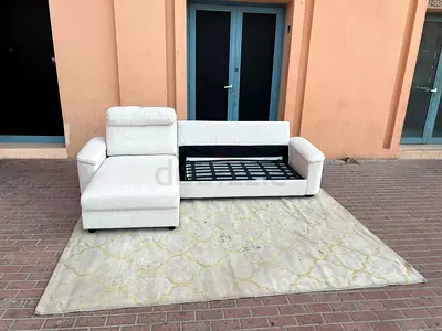 Ikea beige L Shape sofa bed with mattress