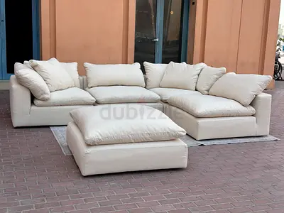 Feather 🪶 filled Modular Marina Home Luscious Sofa Beige with footstool