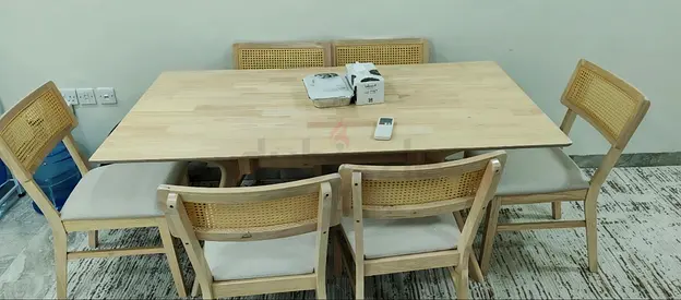 6-Seater Wooden Dining Table with Chairs