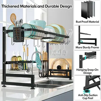 Sturdy Dish Rack Organizer with Anti-Slip Design